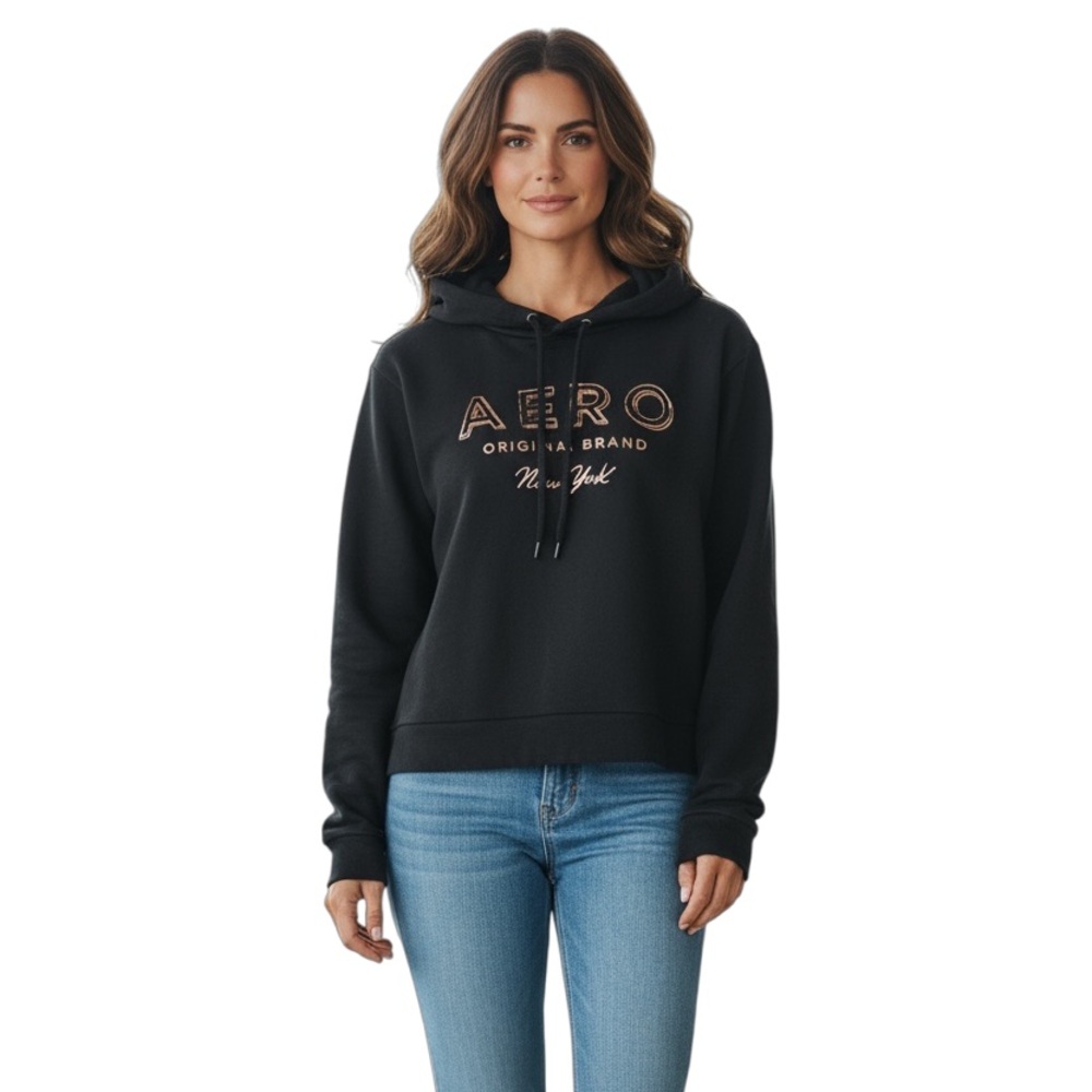 Aeropostale Black Hoodie with Orange Accents